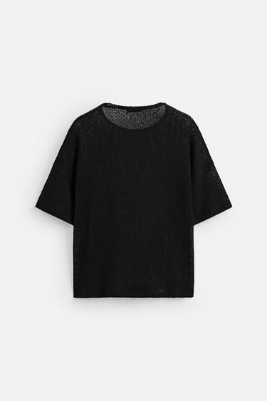 KNIT LACE T-SHIRT - Black by Zara - Image 6