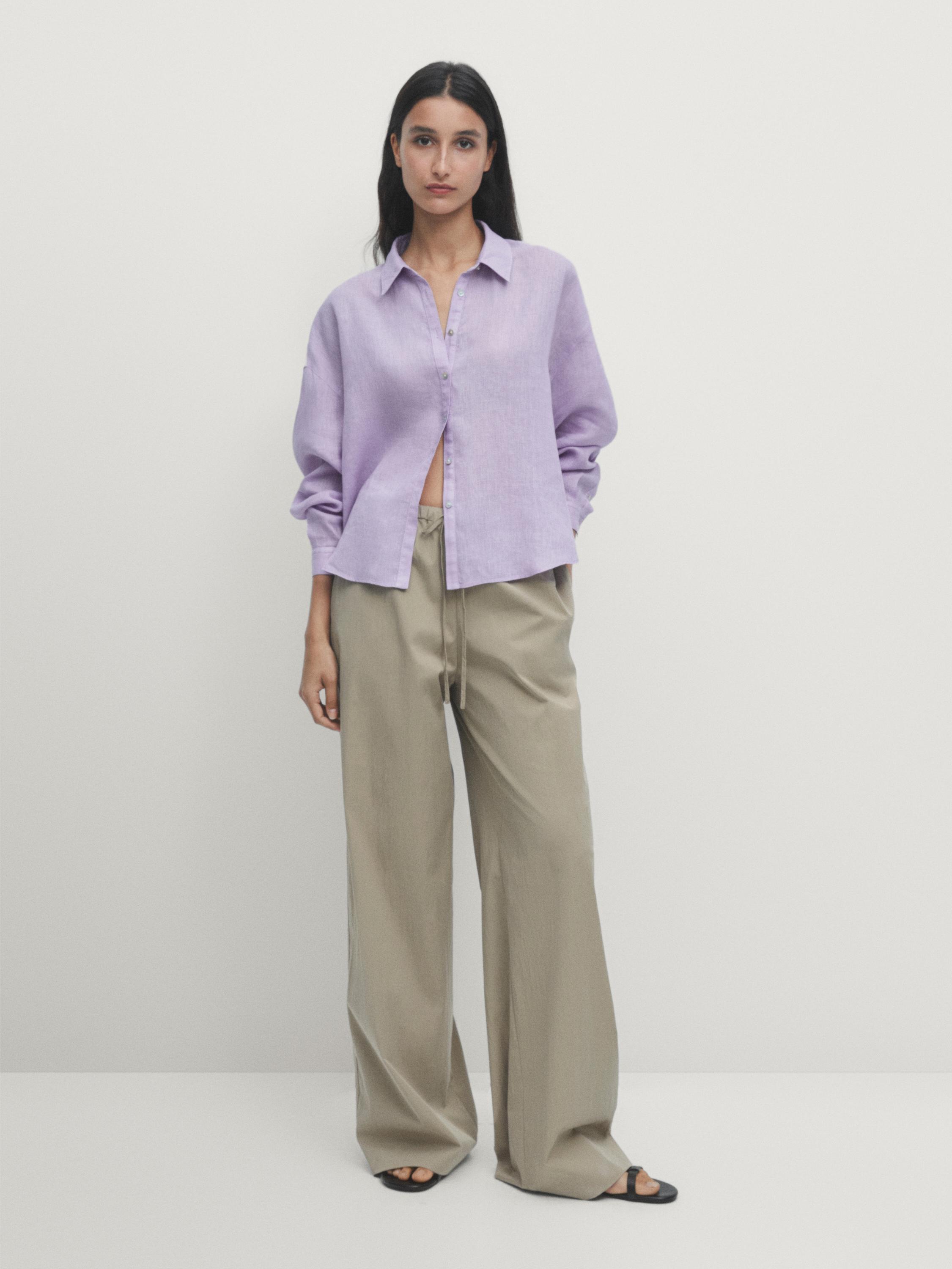 100% linen shirt - Light lilac | ZARA United States