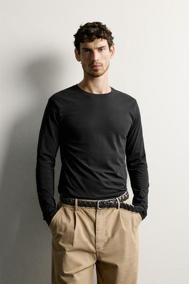 3-PACK SLIM FIT LONG SLEEVE BASIC T-SHIRTS — Black 2