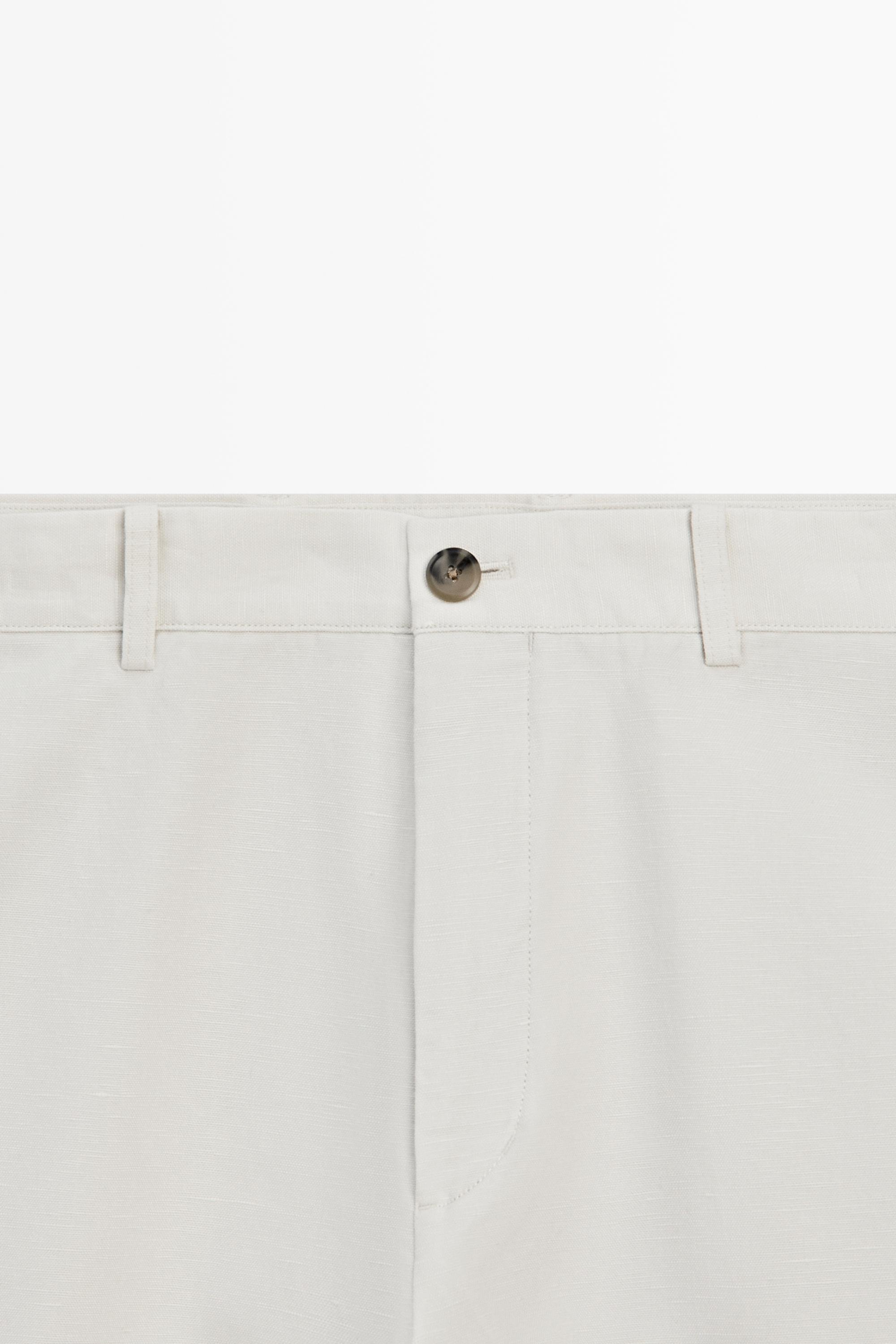 Pantalon tapered fit coton et lin