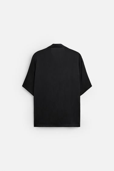 CHEMISE RELAXED FIT SATINÉE - Noir de Zara - Image 7