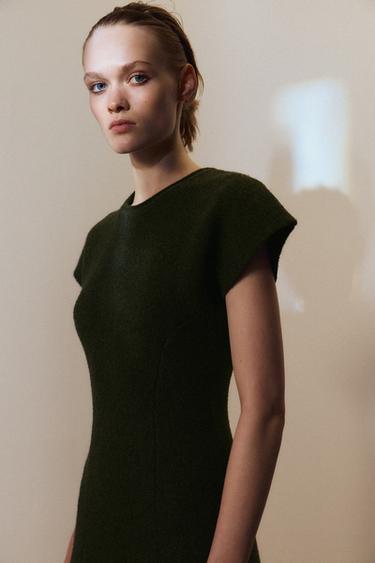 LONG KNIT DRESS - Green marl by Zara