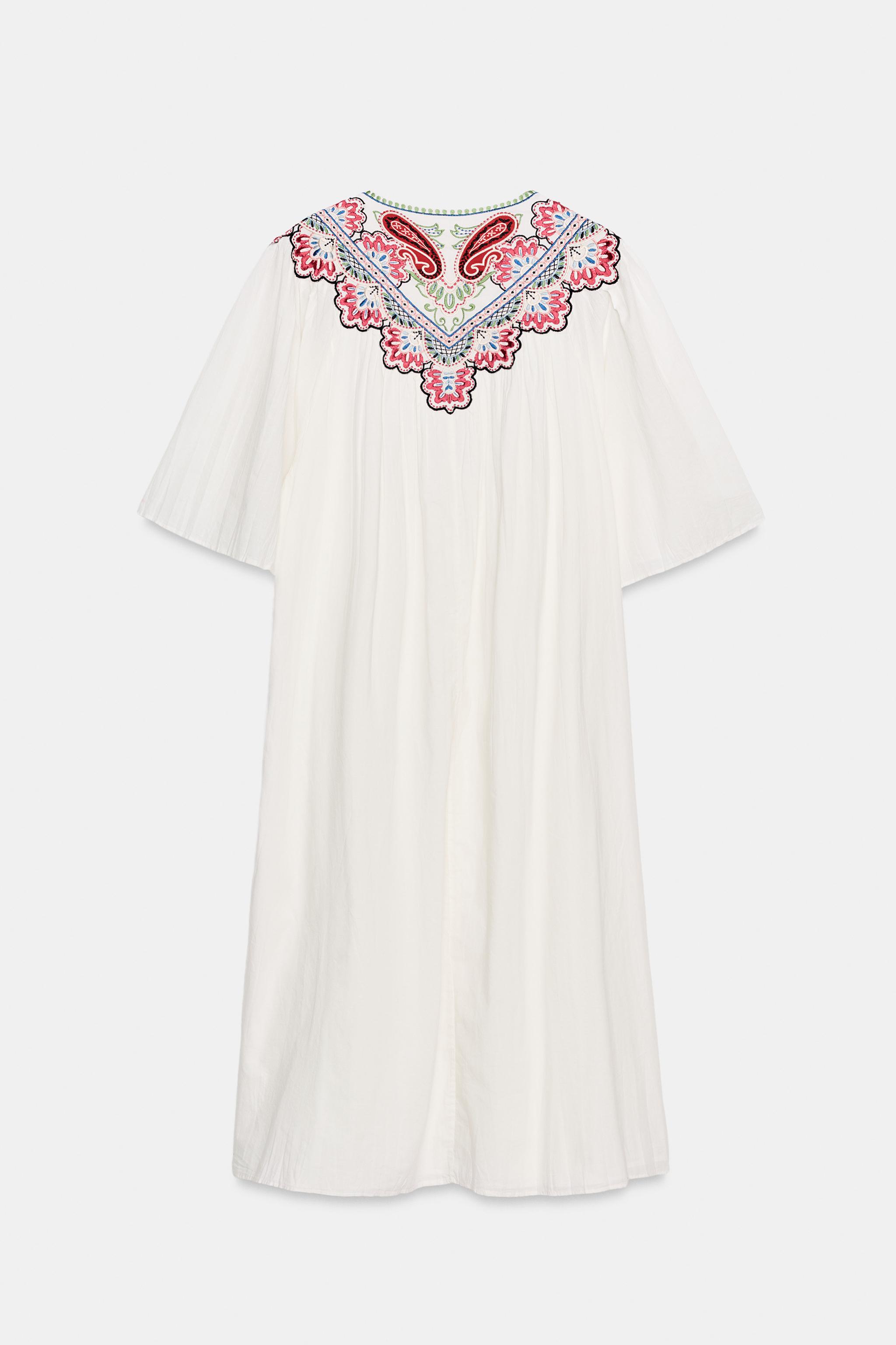 Женские платья Zara ZW COLLECTION EMBROIDERED MIDI DRESS — фото 7