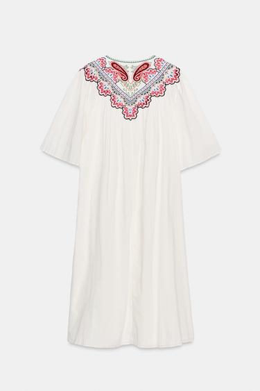 ROBE MI-LONGUE BRODÉE ZW COLLECTION - Blanc cassé de Zara - Image 6