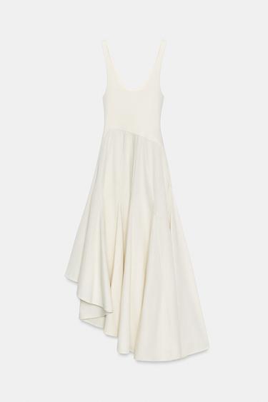 ROBE BIMATIÈRE À GODETS - Écru de Zara - Image 4