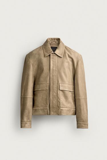 FADED-EFFECT LEATHER JACKET - Beige by Zara