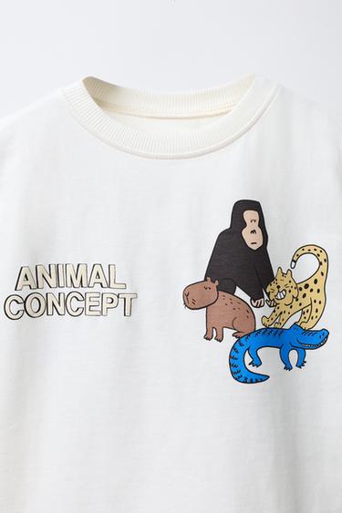 ANIMAL PRINT T-SHIRT - Oyster-white by Zara - Image 2