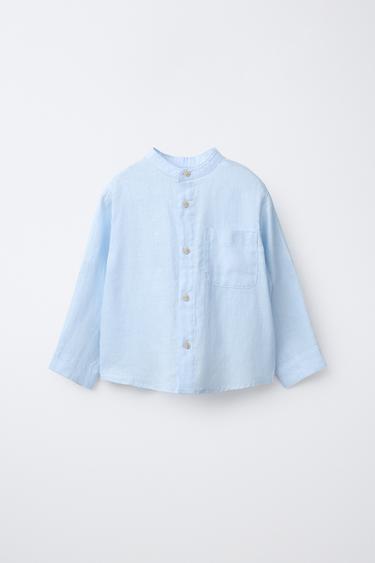 РУБАШКА ИЗ 100% ЛЬНА — СИНИЙ от Zara
