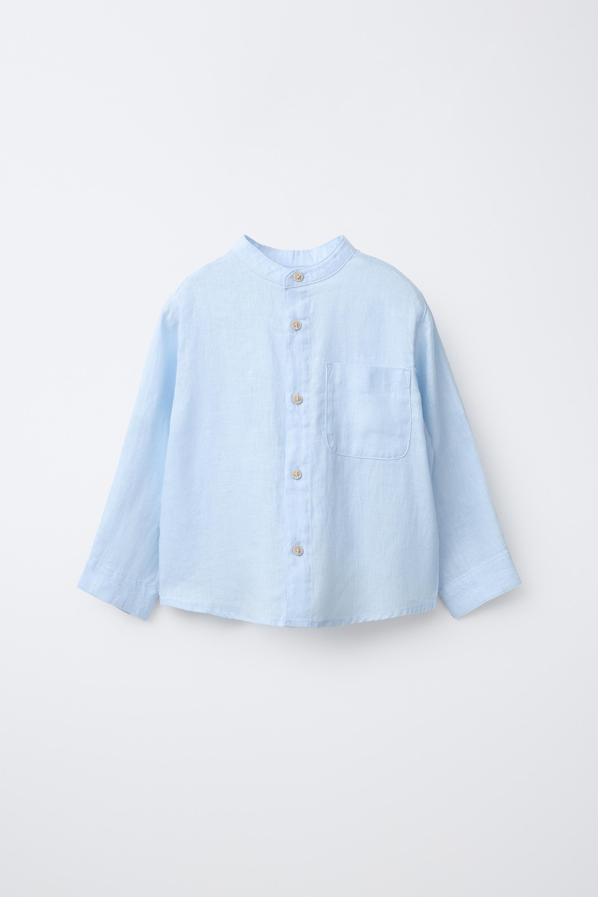 100% Linen Stand Collar Shirt