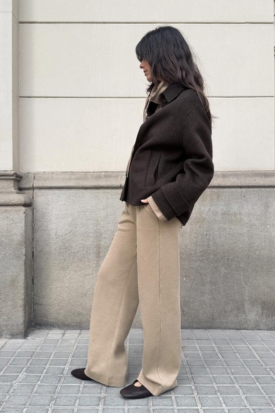 WASHED EFFECT INTERLOCK PANTS