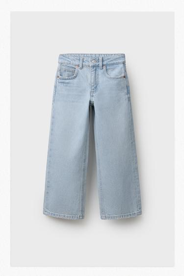 Zara FARMERKE ŠIROKIH NOGAVICA – svetloplava