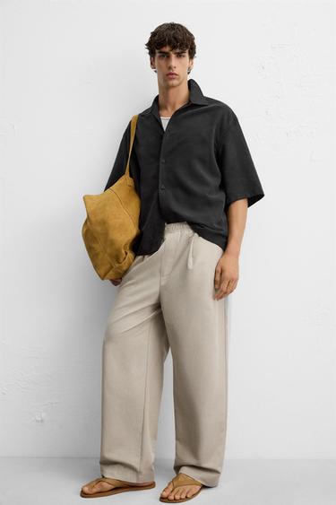 REGULAR FIT JOGGER WAIST TROUSERS - Sand by Zara - Image 4