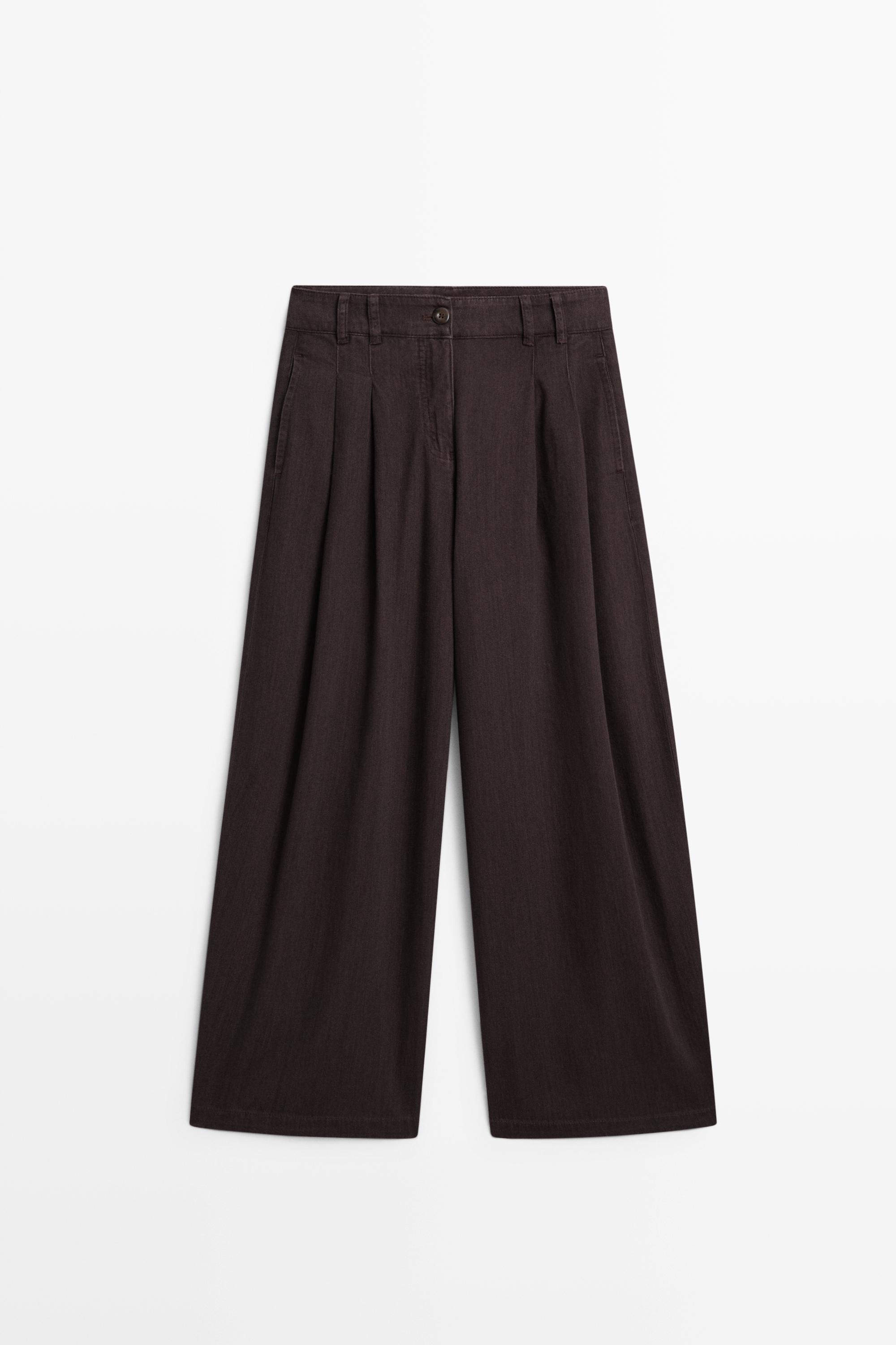 Pleated barrel fit jeans
