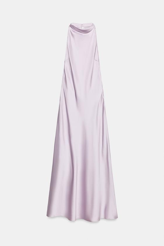 VESTIDO LARGO HALTER - Lila de Zara - Imagen 0