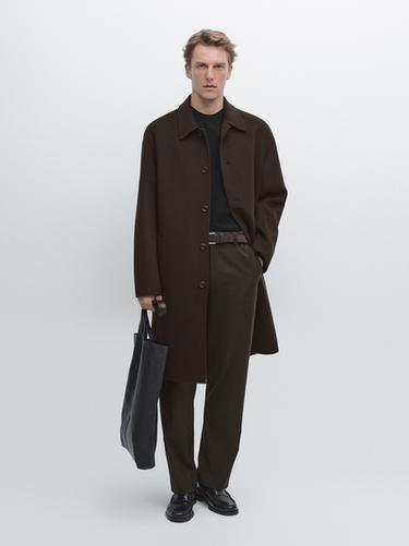 Zara Long wool blend coat - Brown - Image 0