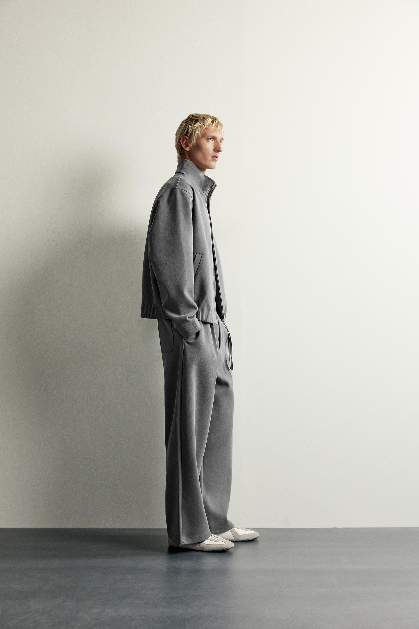 Мужская куртка Zara Relaxed Fit Zip-Up, цвет: Серый — фото 4