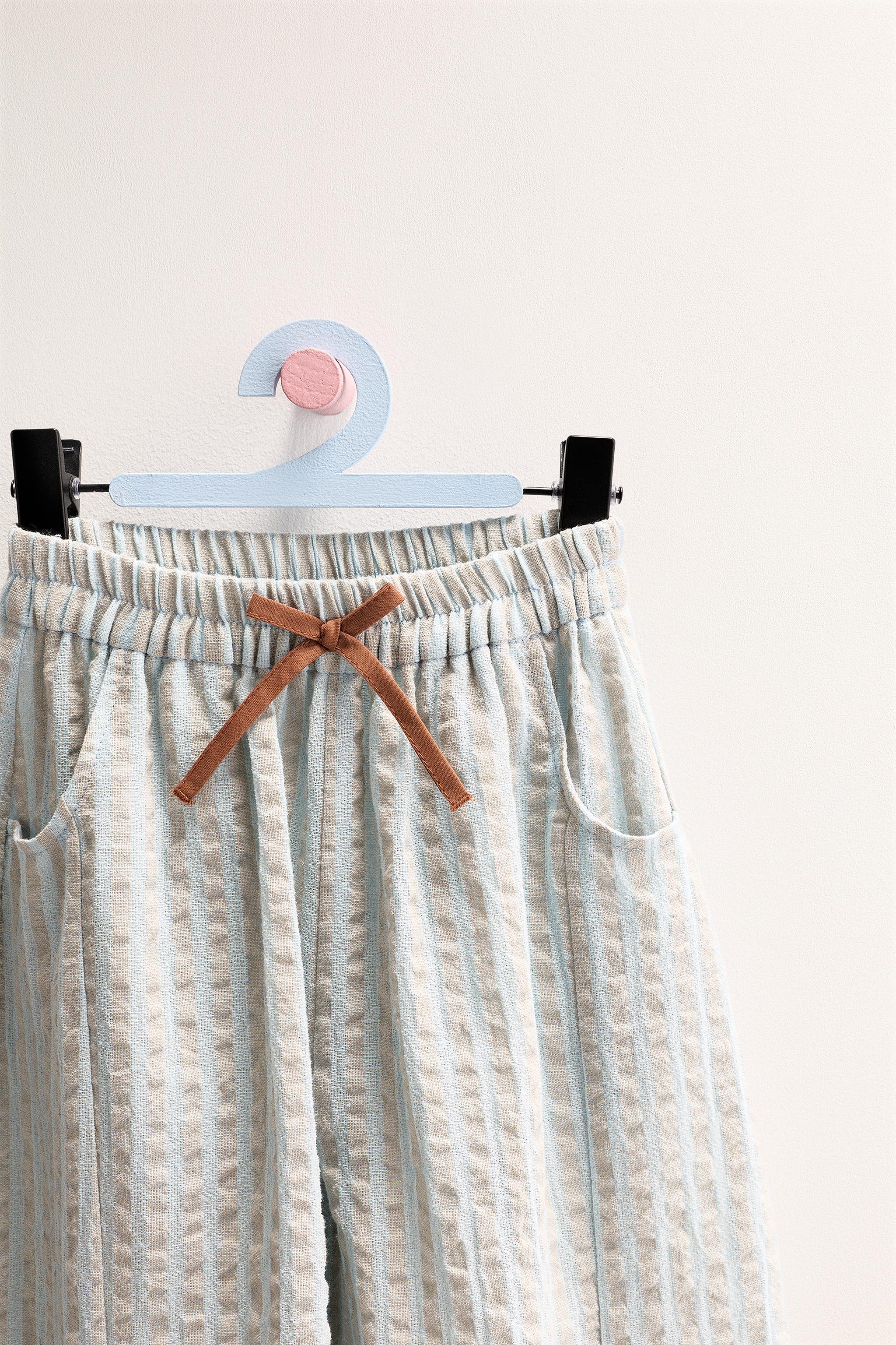 ZARA TIMELESS - STRIPED TEXTURED BAGGY PANTS - Light blue | ZARA