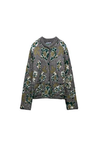 FLORAL JACQUARD KNIT CARDIGAN