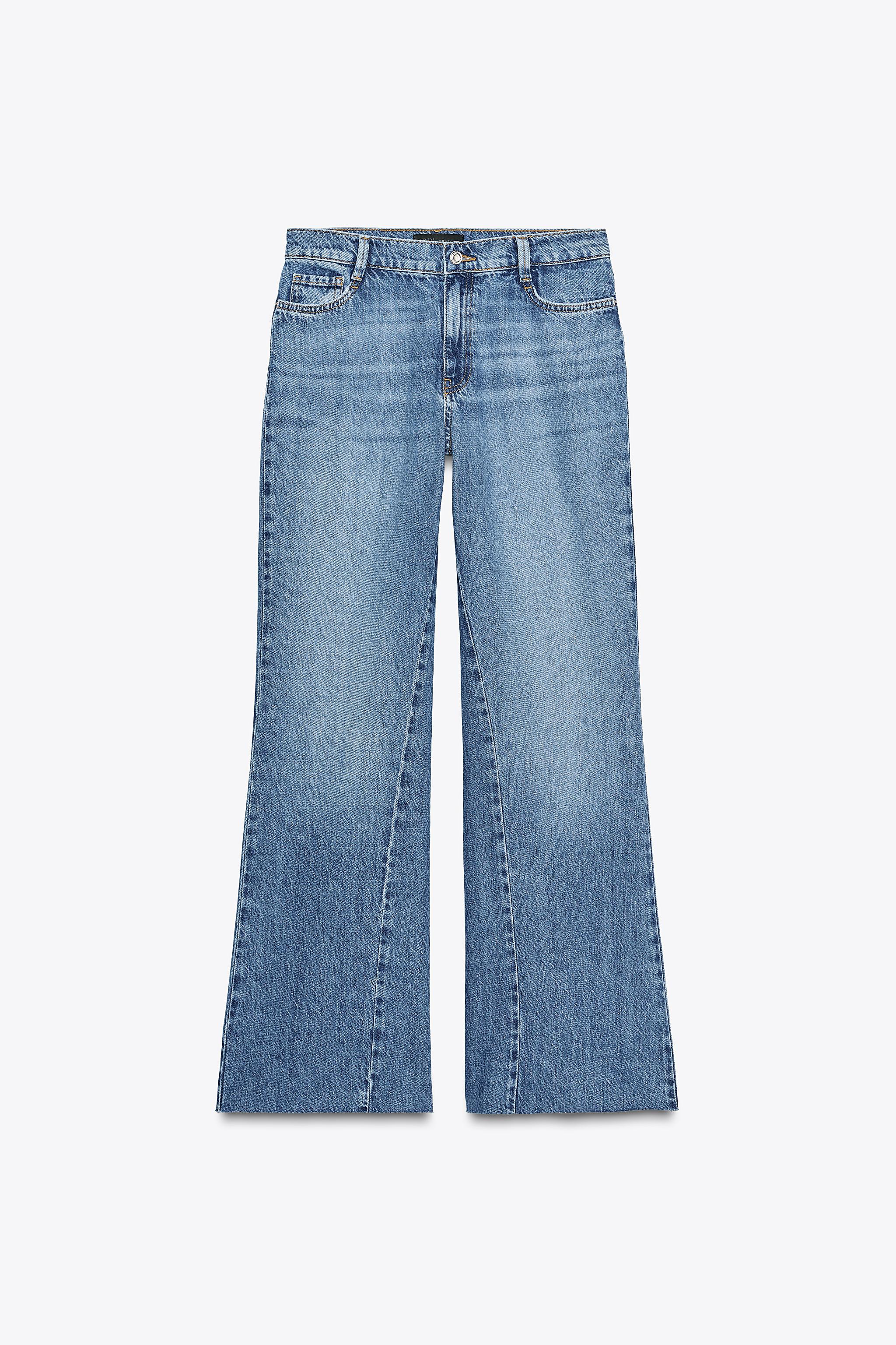 ZARA Z1975 ワイドレッグ ミッドライズ サイドシーム デニムパンツ38 ZARA】Z1975 ワイドレッグ ミッドライズ サイドシーム デニム