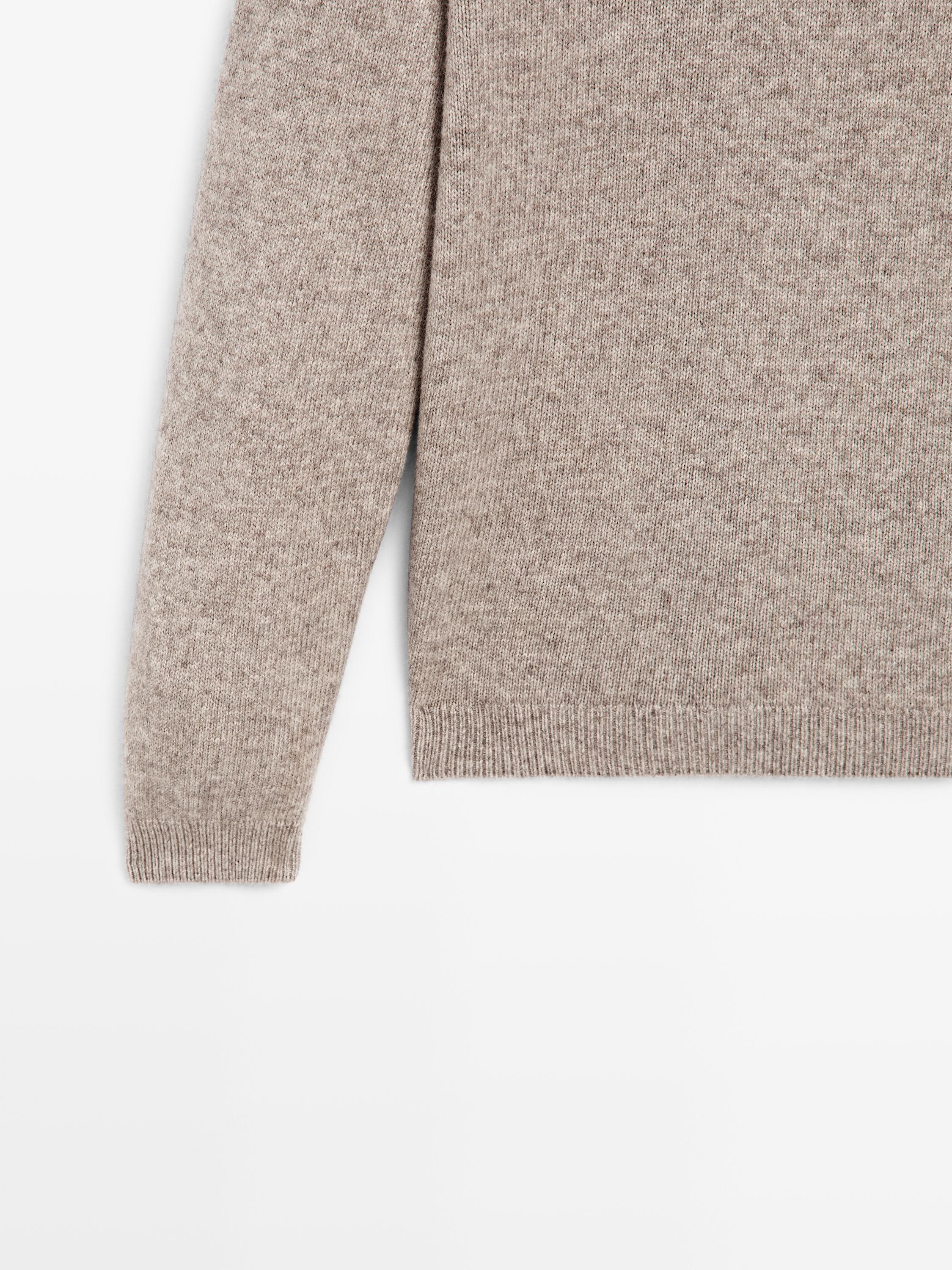 Wool blend crew neck knit sweater