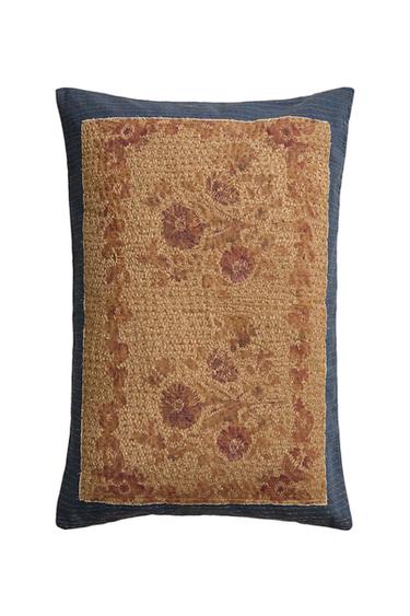 EMBROIDERED CUSHION COVER - Mustard by Zara