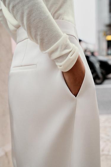 PANTALON BARREL SATINÉ - Écru de Zara - Image 4