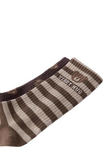 Zara TWO-PACK OF LONG SOCKS WITH BEAR AND STRIPES - Brown
