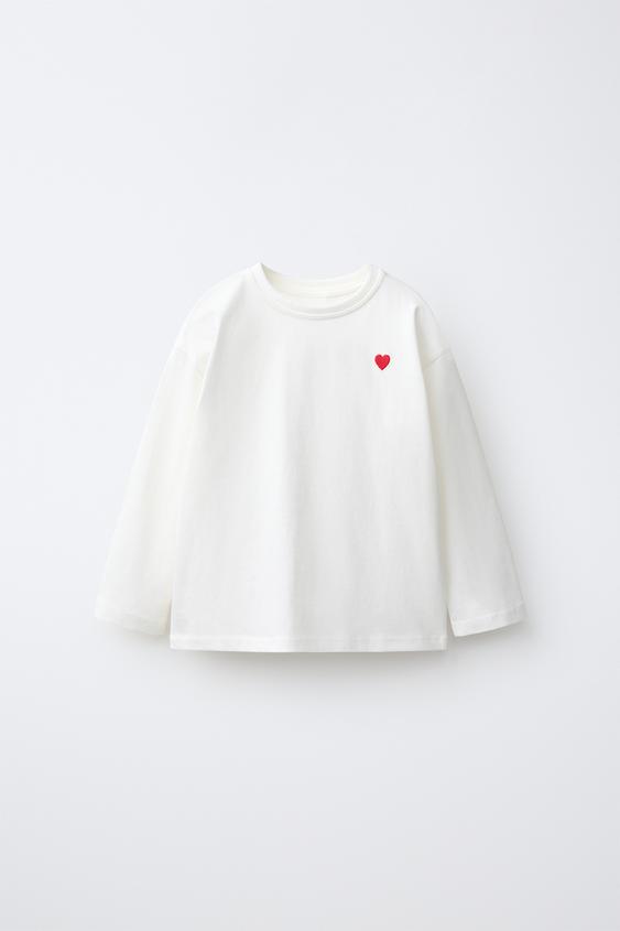 EMBROIDERED HEART T-SHIRT - White de Zara - Imagen 0
