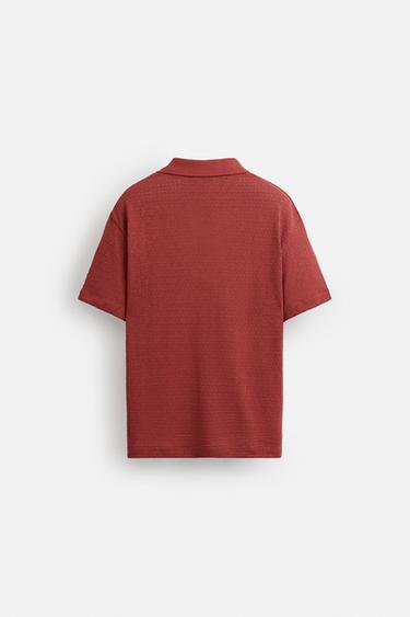GEOMETRIC JACQUARD POLO SHIRT - Mid-red by Zara - Image 6