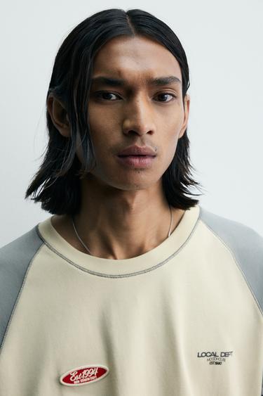 T-SHIRT COLOR BLOCK À PIÈCE BIMATIÈRE - Écru de Zara - Image 5