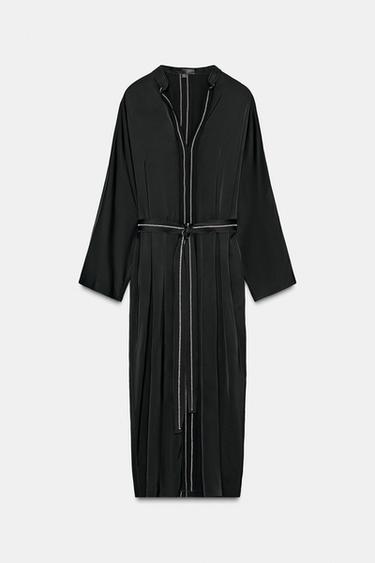 ZW COLLECTION TOPSTITCH TUNIC DRESS - Black by Zara