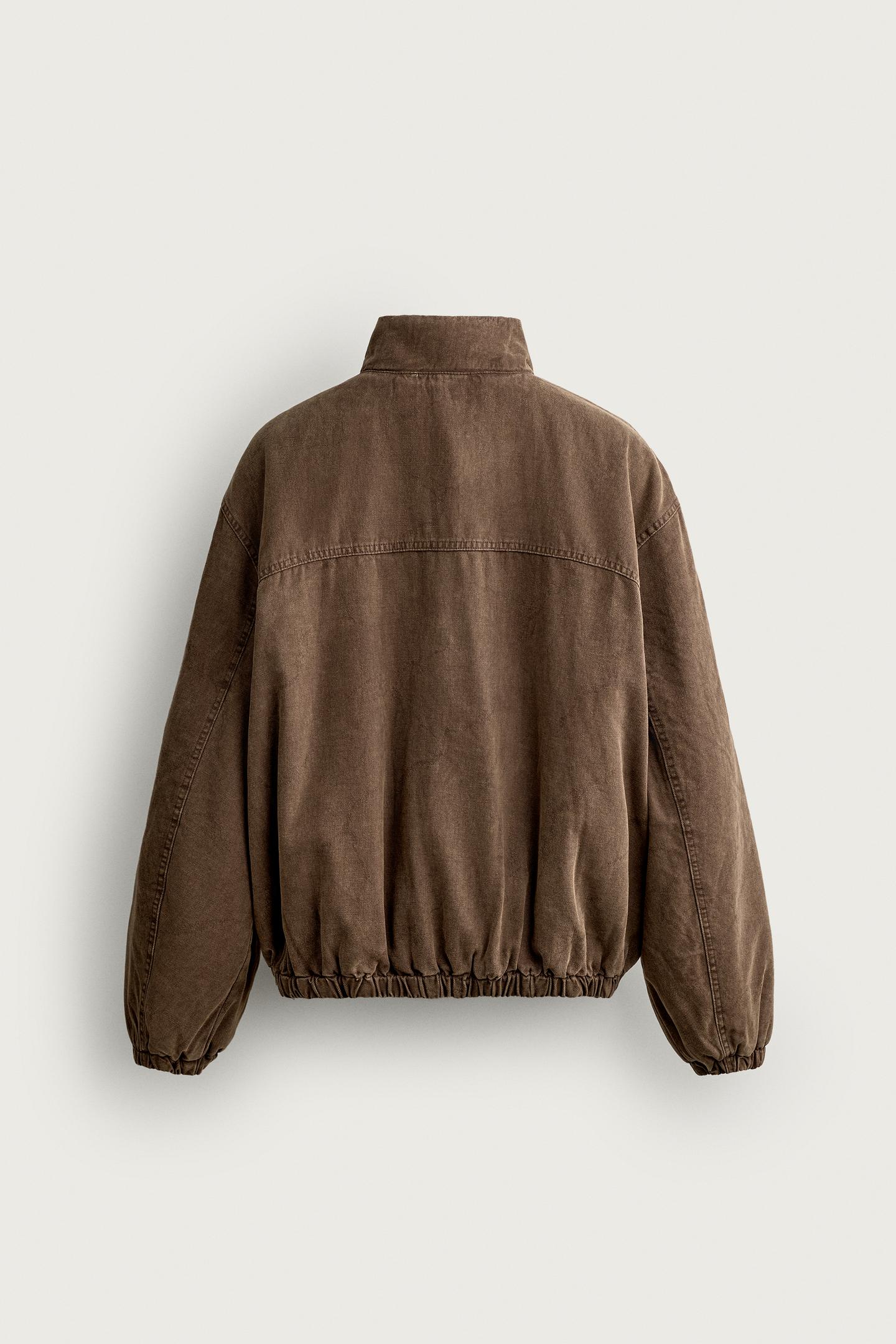 Мужская куртка Zara Washed Quilted, цвет: Серо-коричневый коричневый — фото 7
