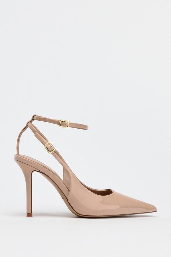 パテント風レザー スリングバックハイヒール - ベージュ | ZARA Japan 