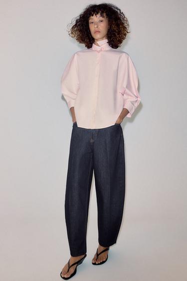 CAMISA MANGA ABULLONADA ZW COLLECTION - Rosa claro de Zara