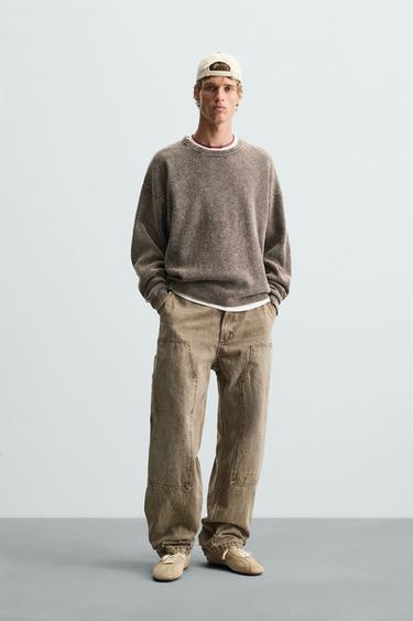 SUÉTER LAVADO COM TEXTURA BOUCLÉ - Marrom-escuro da Zara - Imagem 0