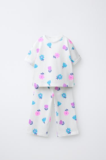 SOUPRAVA TRIČKA A JOGGINGOVÝCH KALHOT S POTISKEM - Přírodní od Zara