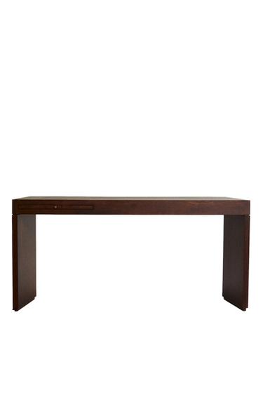 Zara WOOD AND LEATHER DESK - Dark brown