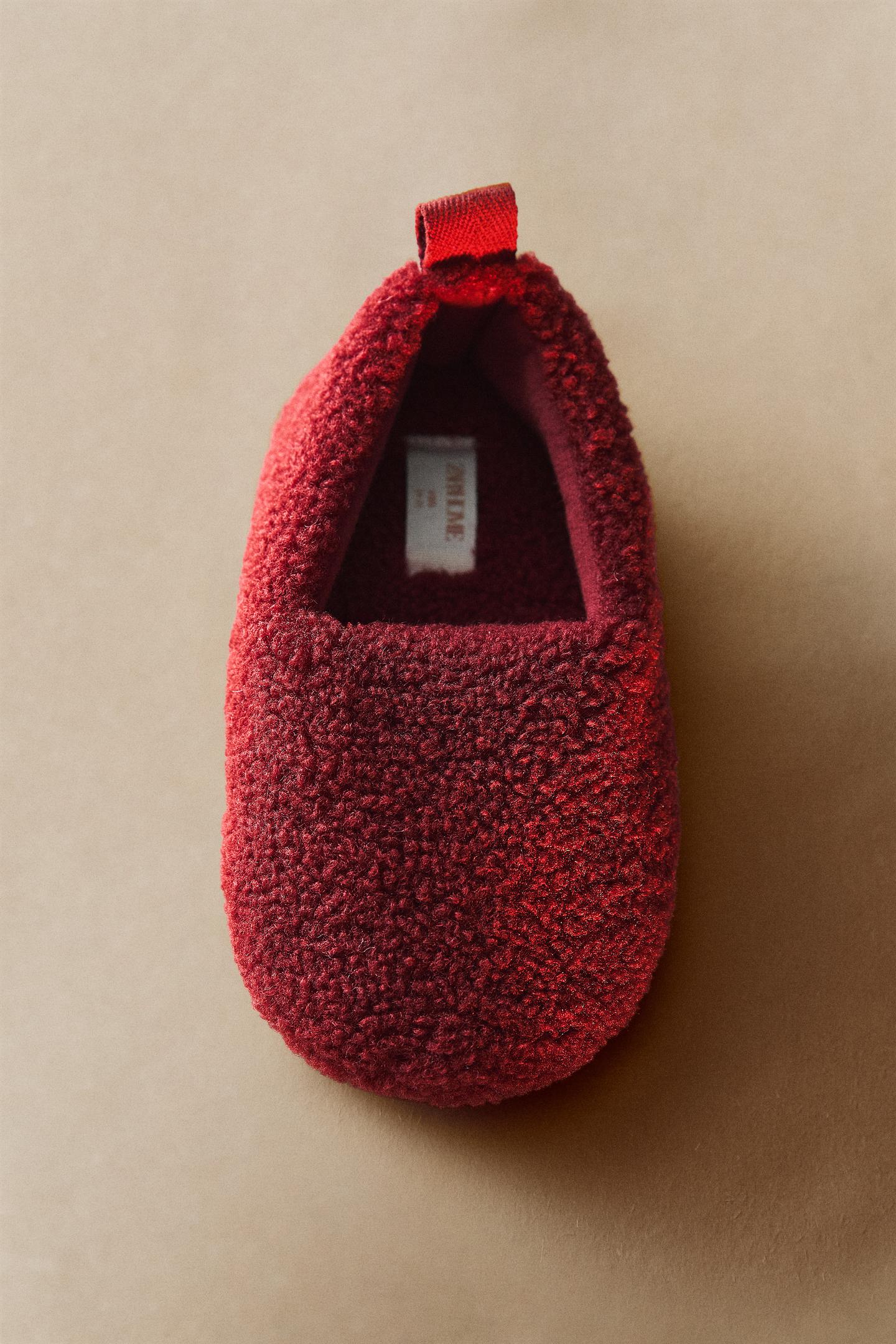 Детские тапочки Zara Faux Shearling, цвет: Красный — фото 6
