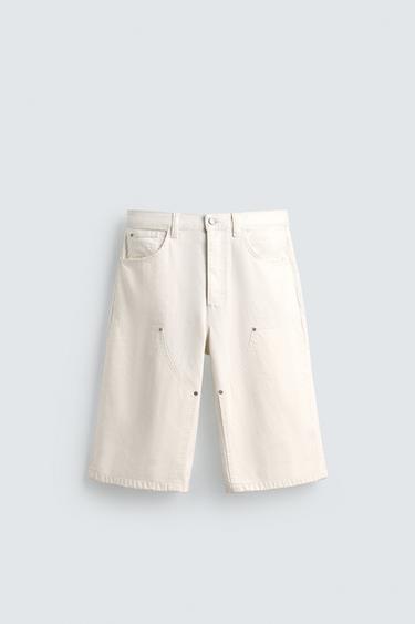 BERMUDA DENIM WIDE FIT - Blanco roto de Zara
