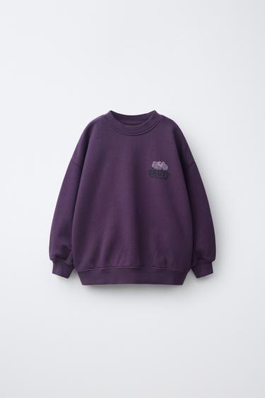 FRUIT OF THE LOOM™ PRINTED SWEATSHIRT - Purple by Zara