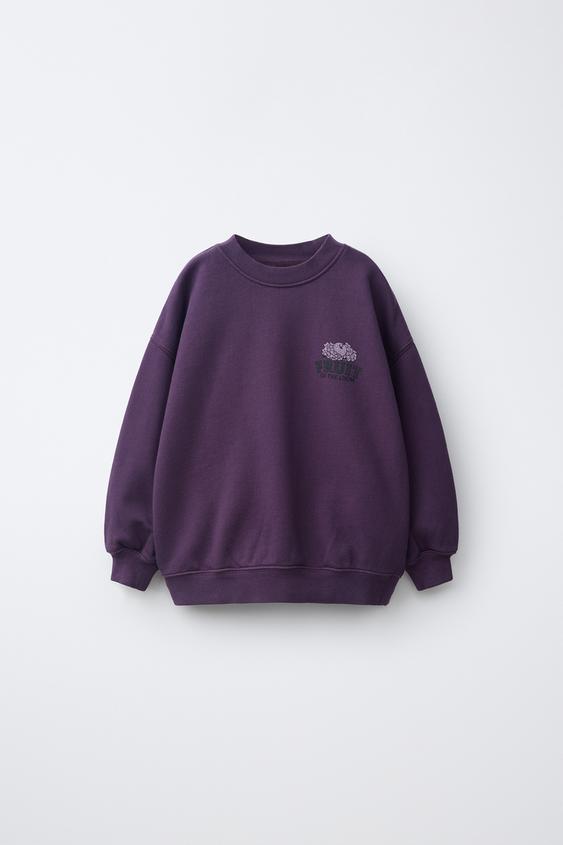 FRUIT OF THE LOOM™ PRINTED SWEATSHIRT - Purple by Zara - Image 0
