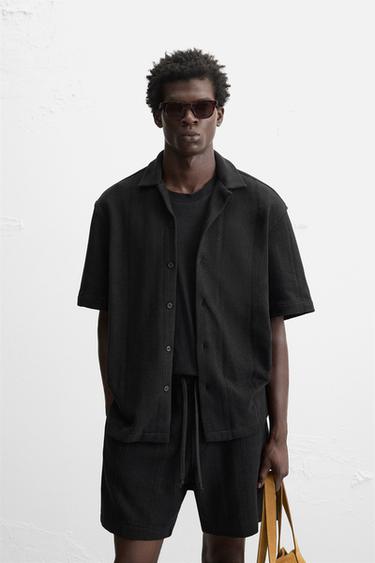 CAMISA ESTRUCTURA JACQUARD - Negro de Zara