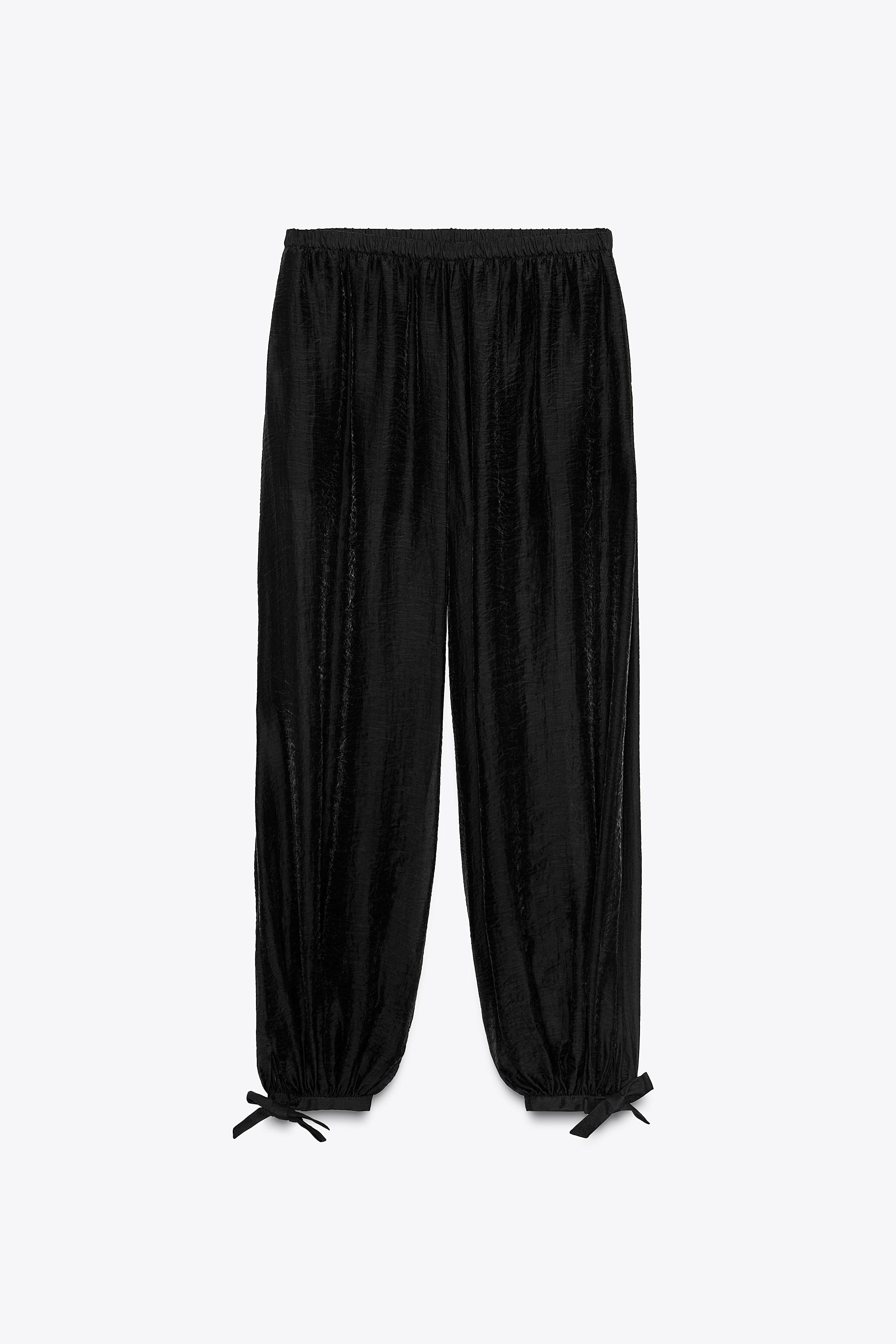 Pantalon Bombacho Negro Mujer PANTALÓN BOMBACHO LAZOS ZW