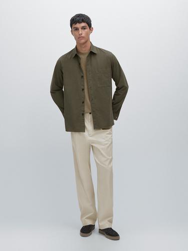 Zara 100% cotton shirt with pocket detail - Green - Image 0