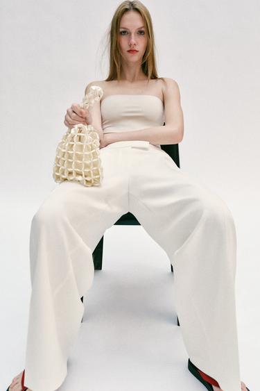 Zara FAUX MOTHER OF PEARL BUCKET BAG - Pearl gray