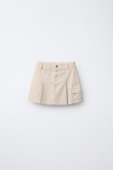 PLEATED SKIRT WITH POCKET - Light beige by Zara - Image 0