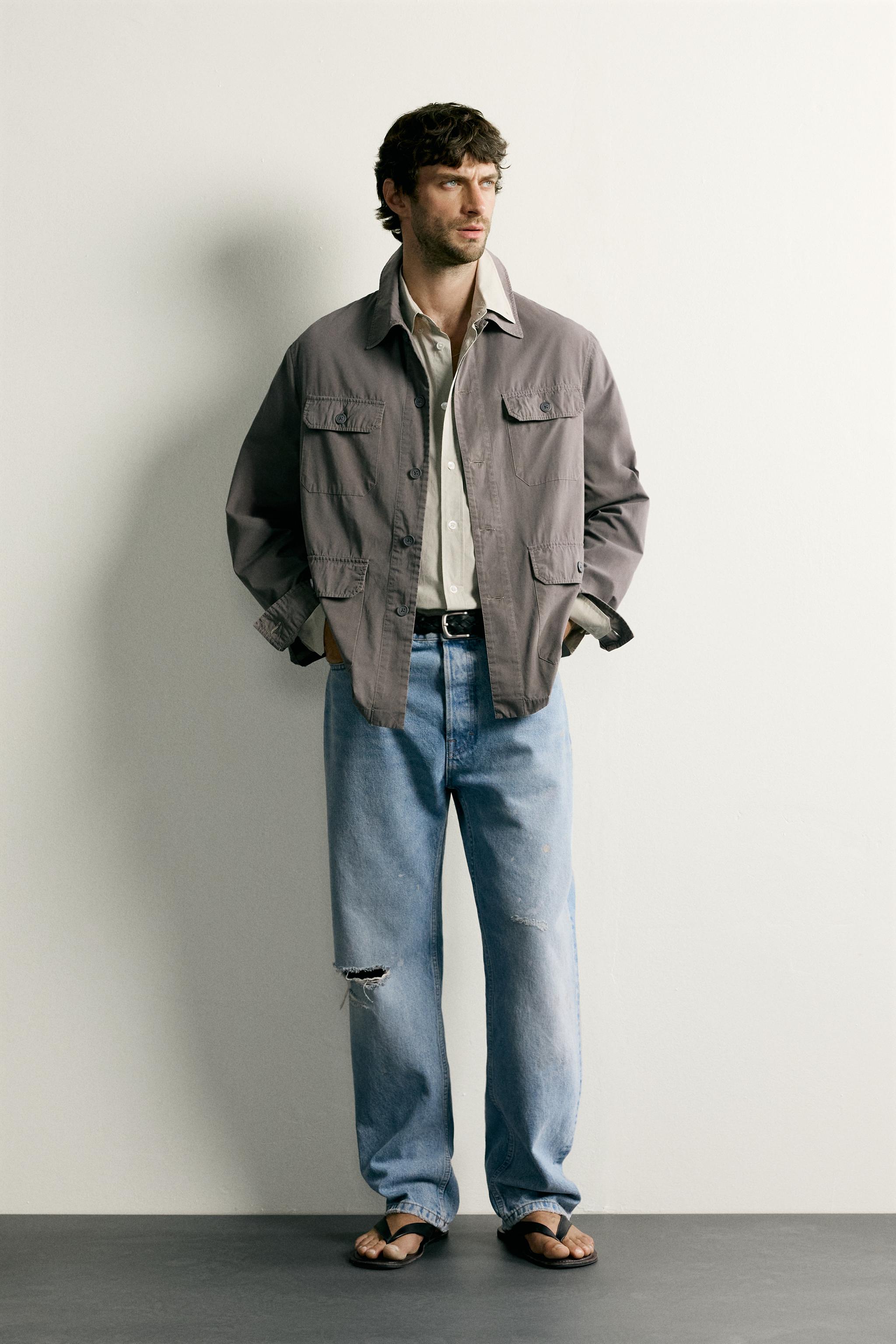 ライトウェイトポケットシャツジャケット - グレーマール | ZARA Japan