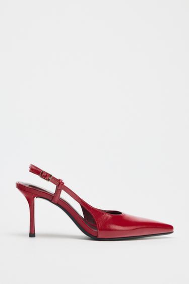 FAUX PATENT SLINGBACK HEELS - Red by Zara - Image 0