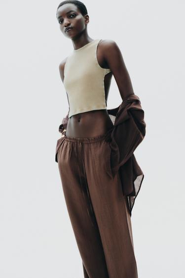 PANTALON STRUCTURÉ - Marron chocolat de Zara - Image 3