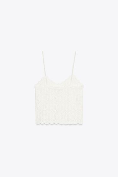 CUTWORK STRAPPY TOP - Ecru by Zara - Image 4